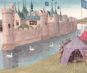 Fr. 6465 f.25 Morte de Clothar I (d.561) e a divisão de seu reino, Grandes Chroniques de France